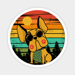 Stylish pug dog with retro sunset Magnet